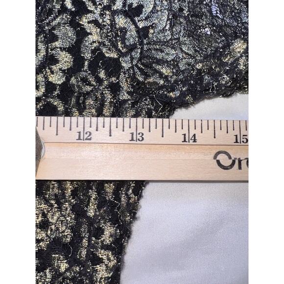 Diane Von Furstenberg Dress Size 2 Gold Metallic Lace Lined Long Sleeve Cocktail - Picture 8 of 15